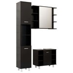 vidaXL Ensemble de meubles de salle de bain 3 Pièces Noir Bois ingénierie