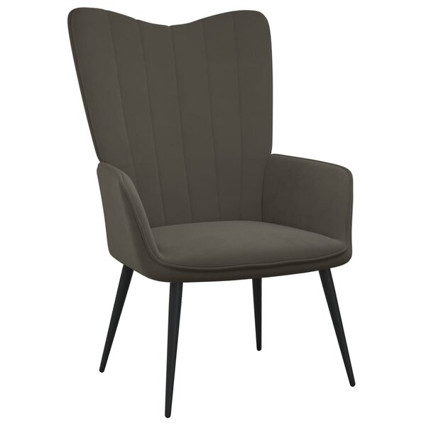 vidaXL Chaise de relaxation Gris foncé Velours