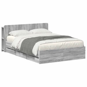 vidaXL Cadre de lit avec rangement Sonoma gris 150 x 200 cm