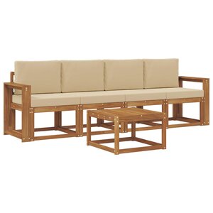 vidaXL Ensemble de canapés d'extérieur 5 pc Naturel et Beige