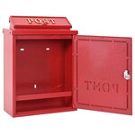 vidaXL Boîte aux lettres murale Rouge 29 x 13 x 41 cm Aluminium coulé