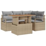 vidaXL Ensemble de canapé de jardin 5 Pièces Beige Poly rotin