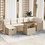 vidaXL Ensemble de canapé de jardin 8 Pièces Beige Poly rotin