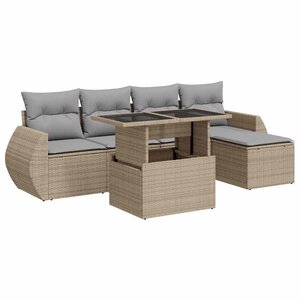 vidaXL Salon de jardin avec coussins 6 Pièces beige résine tressée