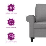 vidaXL Chaise de canapé Gris clair 60 cm Tissu