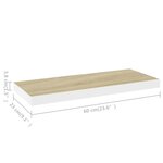 vidaXL Étagères flottantes 2 Pièces chêne et blanc 60x23 5x3 8 cm MDF