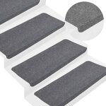 vidaXL Tapis d'escalier autocollants 15 Pièces 65x24 5x3 5 cm Gris
