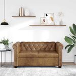 vidaXL Canapé Chesterfield 2 places cuir artificiel marron
