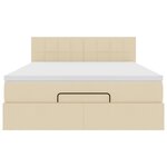 vidaXL Lit ottoman avec matelas et LED crème 140x190 cm tissu
