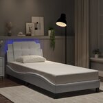 vidaXL Cadre de lit avec lumières LED blanc 90x190 cm similicuir