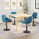 vidaXL Chaises pivotantes à manger lot de 4 bleu velours