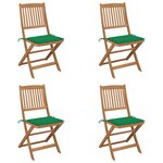 vidaXL Chaises pliables de jardin lot de 4 avec coussins Bois d'acacia