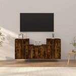vidaXL Ensemble de meubles TV 3 Pièces Chêne fumé Bois d'ingénierie