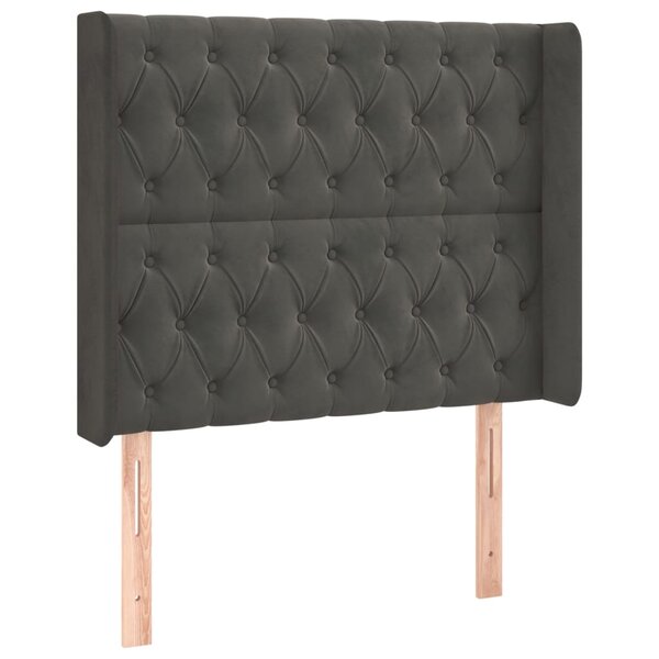 vidaXL Tête de lit avec oreilles Gris foncé 93x16x118/128 cm Velours