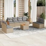 vidaXL Salon de jardin avec coussins 9 Pièces beige résine tressée