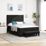 vidaXL Lit À Ressorts Avec Matelas Et Banc Noir 140x190 cm Tissu