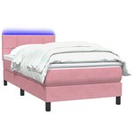vidaXL Sommier à lattes de lit avec matelas et LED rose 80x220 cm velours