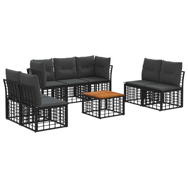 vidaXL Ensemble de canapés d'extérieur 8 Pièces Noir et Gris foncé