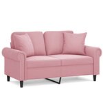 vidaXL Canapé 2 places avec oreillers décoratifs rose 120 cm velours