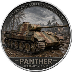 Monnaie PANTHER Armored Legends of World War II 1 Oz Argent 1$ USA 2026 (PRÉCOMMANDE)