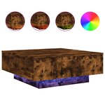 vidaXL Table basse avec lumières LED chêne fumé 80x80x31 cm