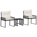 vidaXL Ensemble de meubles d'extérieur 7 pc Noir et blanc crème