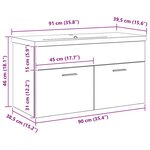 vidaXL Armoire d'évier Chêne noir 90 x 38.5 x 46 cm Bois d'ingénierie