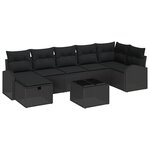 vidaXL Ensemble de canapé de jardin avec coussin 8 Pièces Noir Poly rotin
