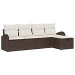 vidaXL Ensemble de canapé de jardin 5 Pièces Marron Poly rotin