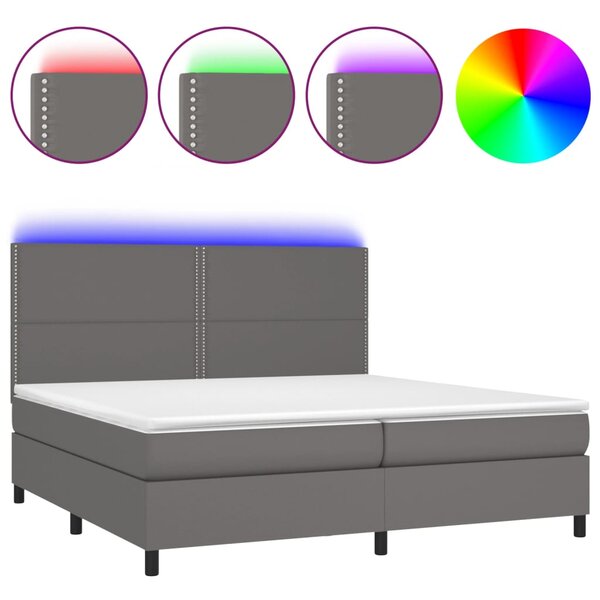 vidaXL Sommier à lattes de lit avec matelas et LED Gris 200x200 cm