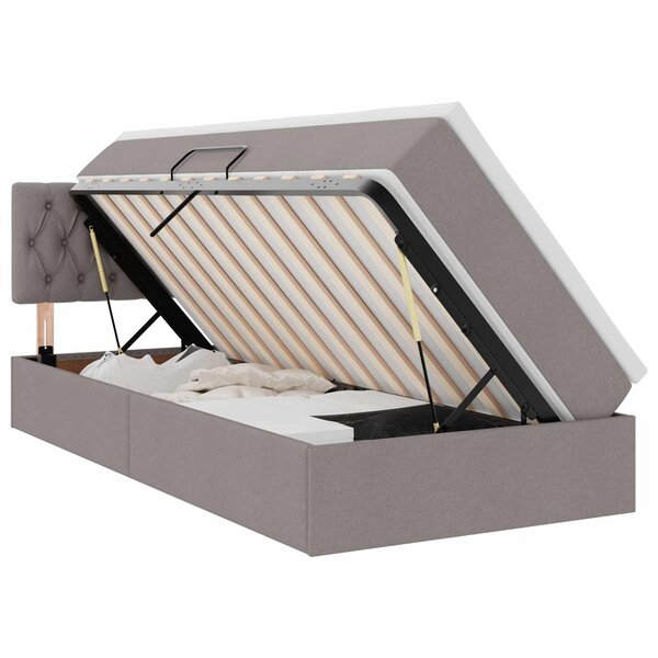 vidaXL Lit avec rangement et LED avec matelas Taupe 90 x 200 cm tissu