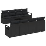 Ensemble de canapé de jardin de 9 pièces avec coussins noir poly rotin