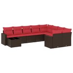 vidaXL Salon de jardin 10 Pièces avec coussins marron résine tressée