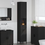 vidaXL Meuble de salle de bain haut avec porte Noir 31.5 x 33 x 190 cm