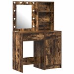 vidaXL Ensemble de table de maquillage avec LED 2 Pièces Chêne fumé