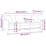 vidaXL Canapé 3 places avec oreillers décoratifs noir 180 cm tissu
