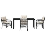 vidaXL Ensemble de Salle à Manger de Jardin 5 Pièces avec Coussins Noir en Rattan Poly