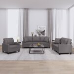 vidaXL Ensemble de canapés 3 Pièces avec coussins gris similicuir