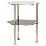 vidaXL Table 2 niveaux Transparent et noir 38x38x50 cm Verre trempé