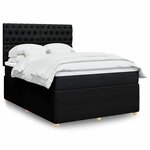 vidaXL Sommier à lattes de lit avec matelas Noir 140x190 cm Tissu