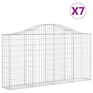 vidaXL Paniers à gabions arqués 7 Pièces 200x30x100/120 cm Fer galvanisé