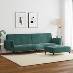 vidaXL Canapé-lit à 2 places avec repose-pied vert foncé velours