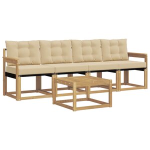 vidaXL Ensemble de canapés d'extérieur 5 pc Blanc et Beige