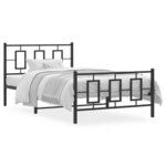 vidaXL Cadre de lit métal sans matelas avec pied de lit noir 107x203cm