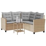 vidaXL Canapé de jardin avec table et coussins en forme de L beige