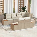 vidaXL Ensemble de canapé de jardin 7 Pièces Beige Poly rotin