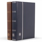 Classeur Leder cuir véritable 64 pages noires pour timbres. Couleur - Bleu
