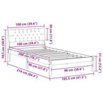 vidaXL Cadre de lit Marron et noir 100 x 200 cm Bois massif en pin