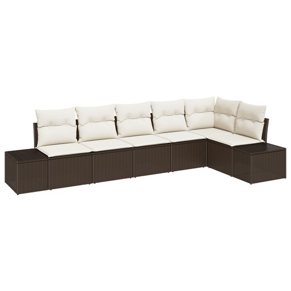 vidaXL Ensemble de Canapé de Jardin 6 pièces avec Coussins Marron Rotin
