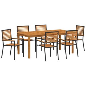 vidaXL Ensemble de salle à manger pour jardin 7 Pièces Noir